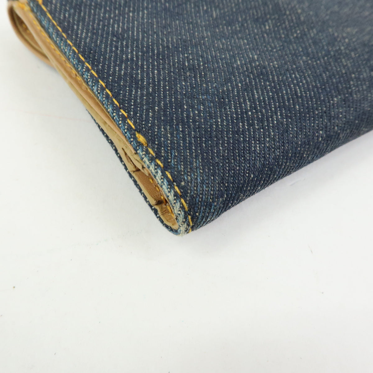 Christian Dior Saddle Denim Leather Bi-fold Long Wallet Blue