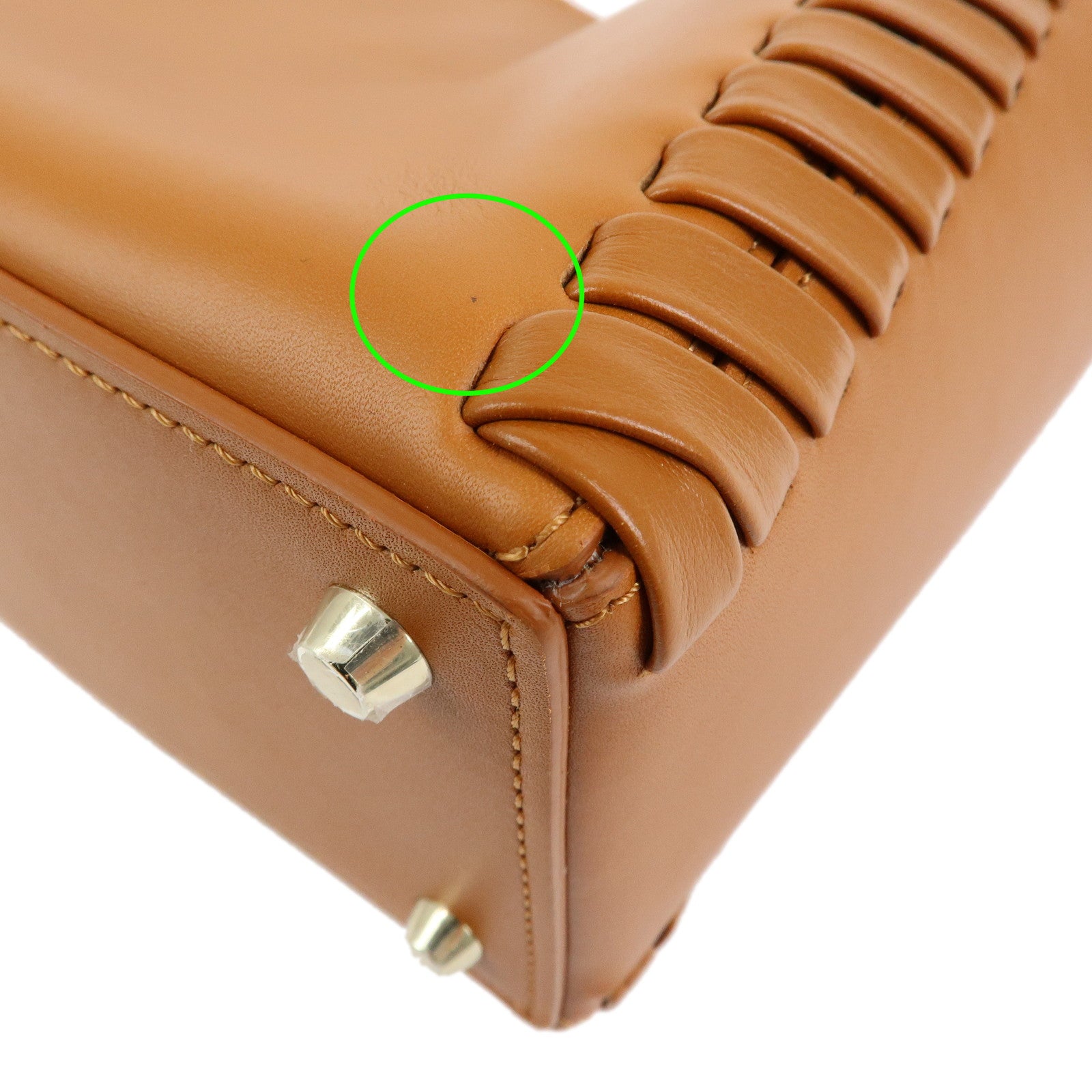 Chloe Logo Mate Leather Shoulder Bag Hand Bag Brown