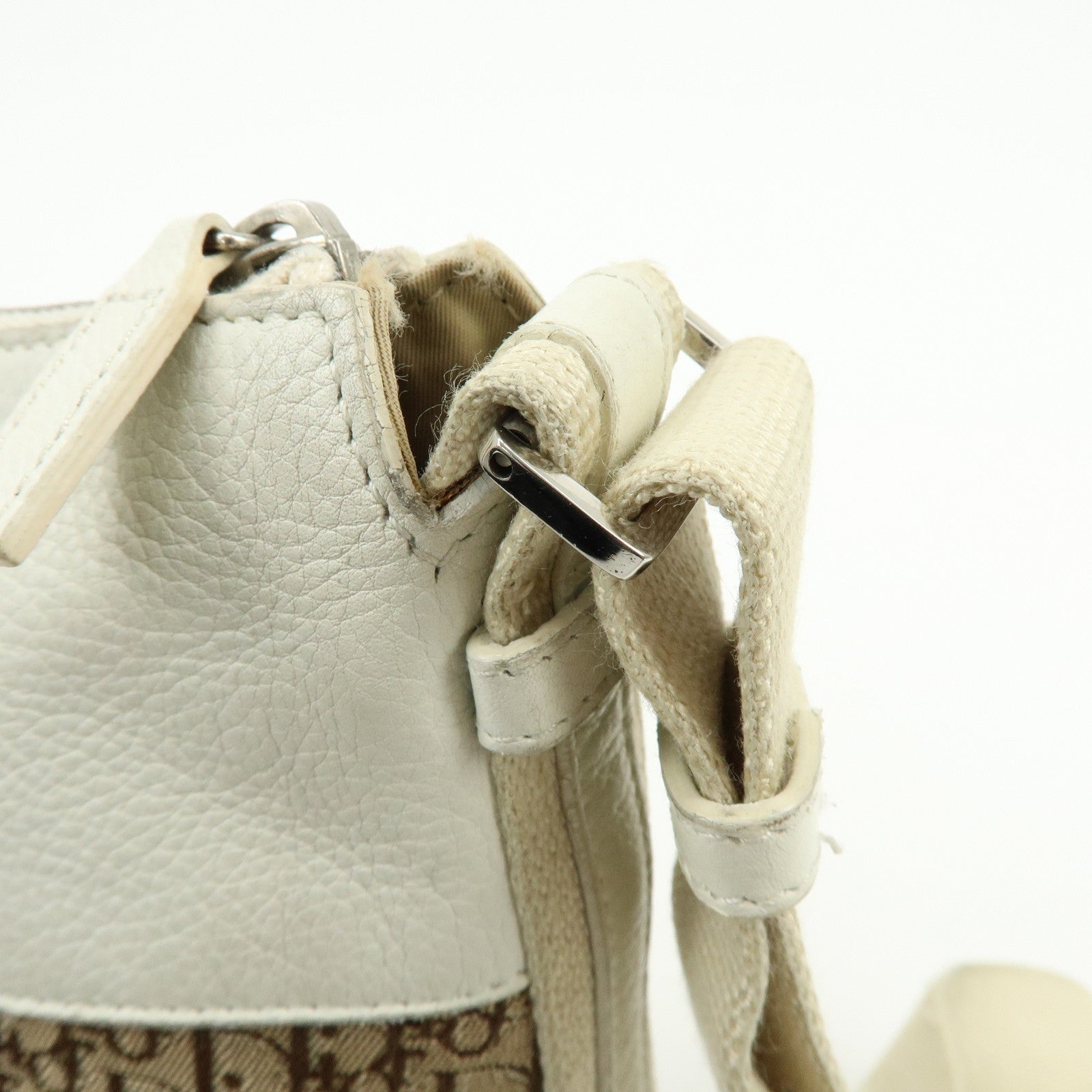 Christian Dior Street Chic Trotter Canvas Leather Shoulder Bag Beige