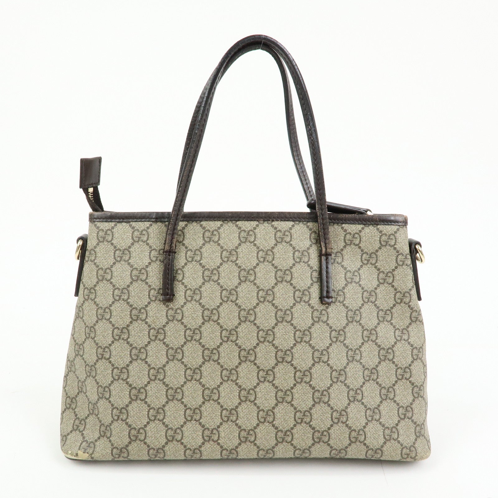 GUCCI GG Supreme Leather 2Way Bag Hand Bag Brown Beige 353440