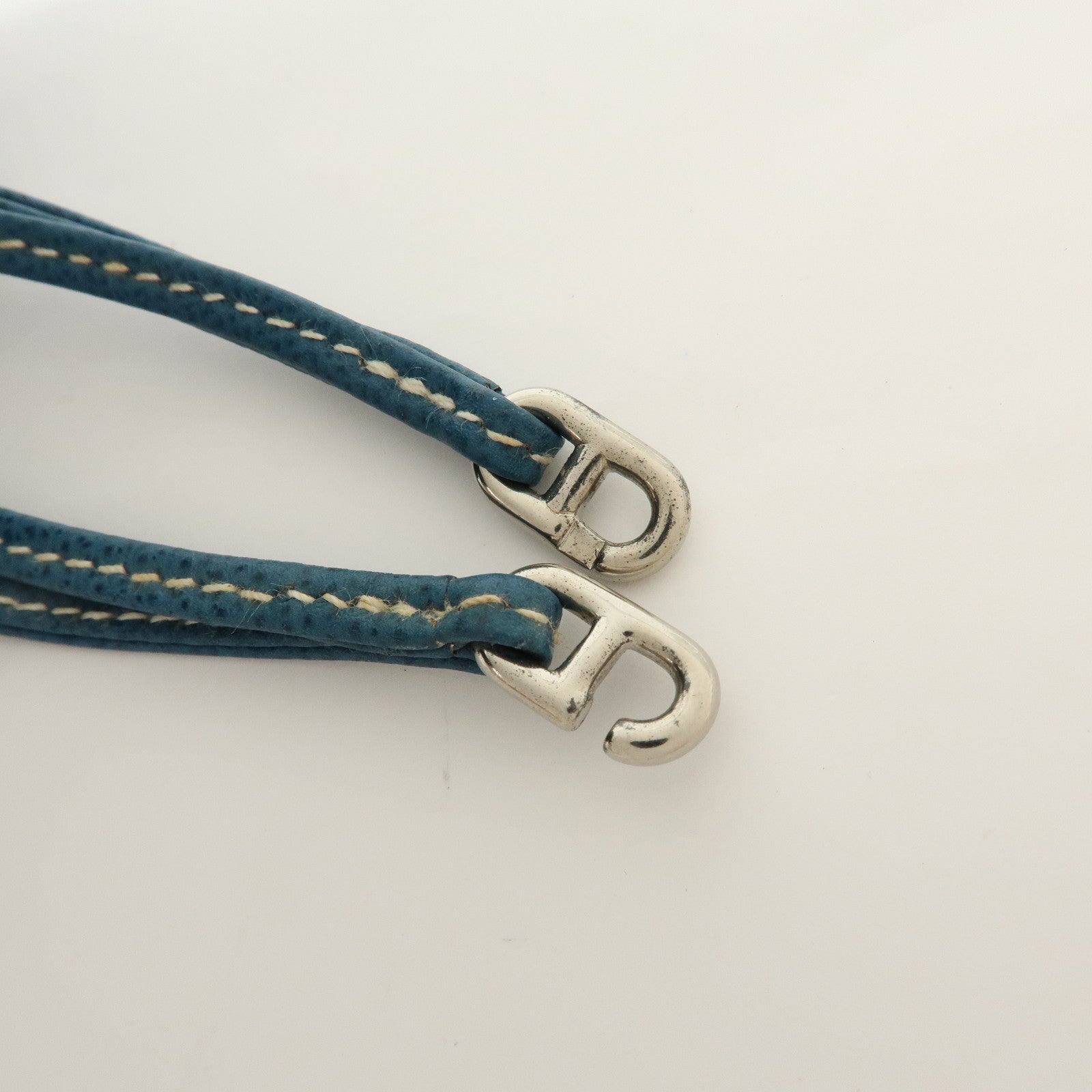 HERMES Courchevel Leather Pouch Blue Jean □G Stamped Blue Jean