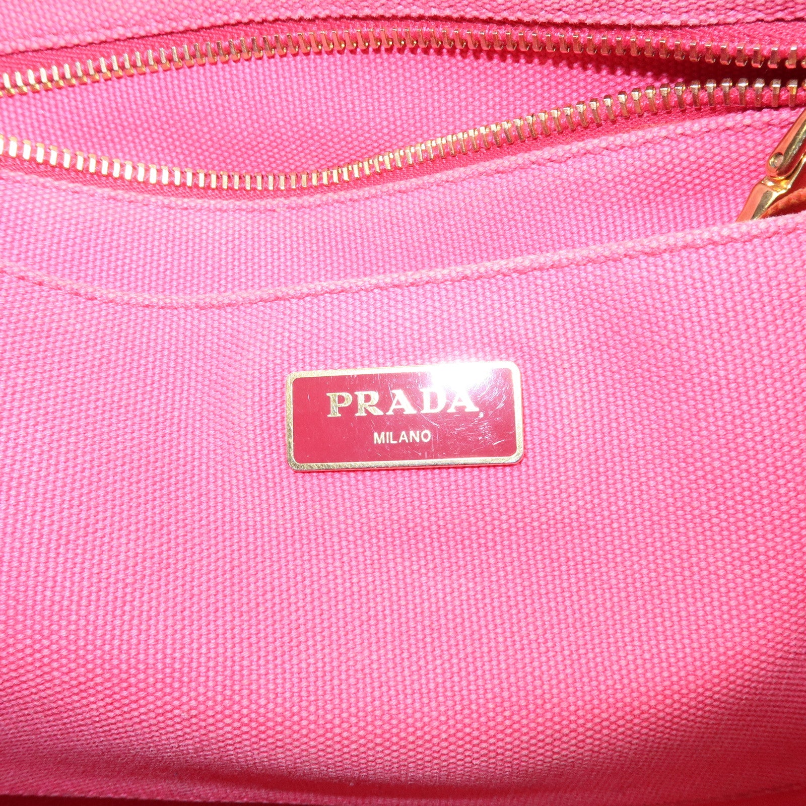 PRADA Canapa Triangle Logo Canvas 2Way Bag Hand Shoulder Bag Pink