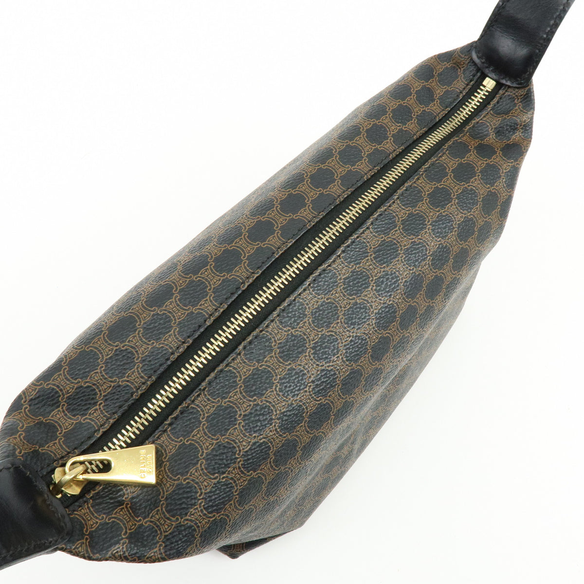 CELINE Macadam PVC Leather Hand Bag Pouch Black Brown