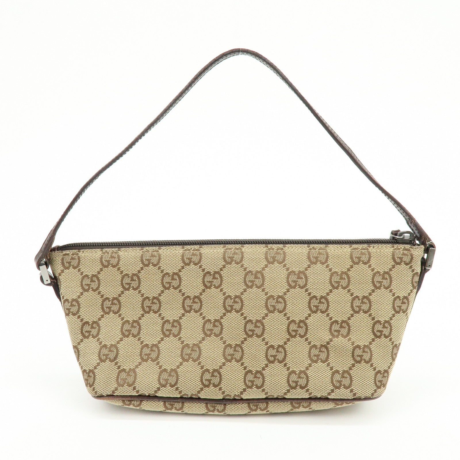 GUCCI Boat Bag GG Canvas Leather Hand Bag Accessory Pouch 07198