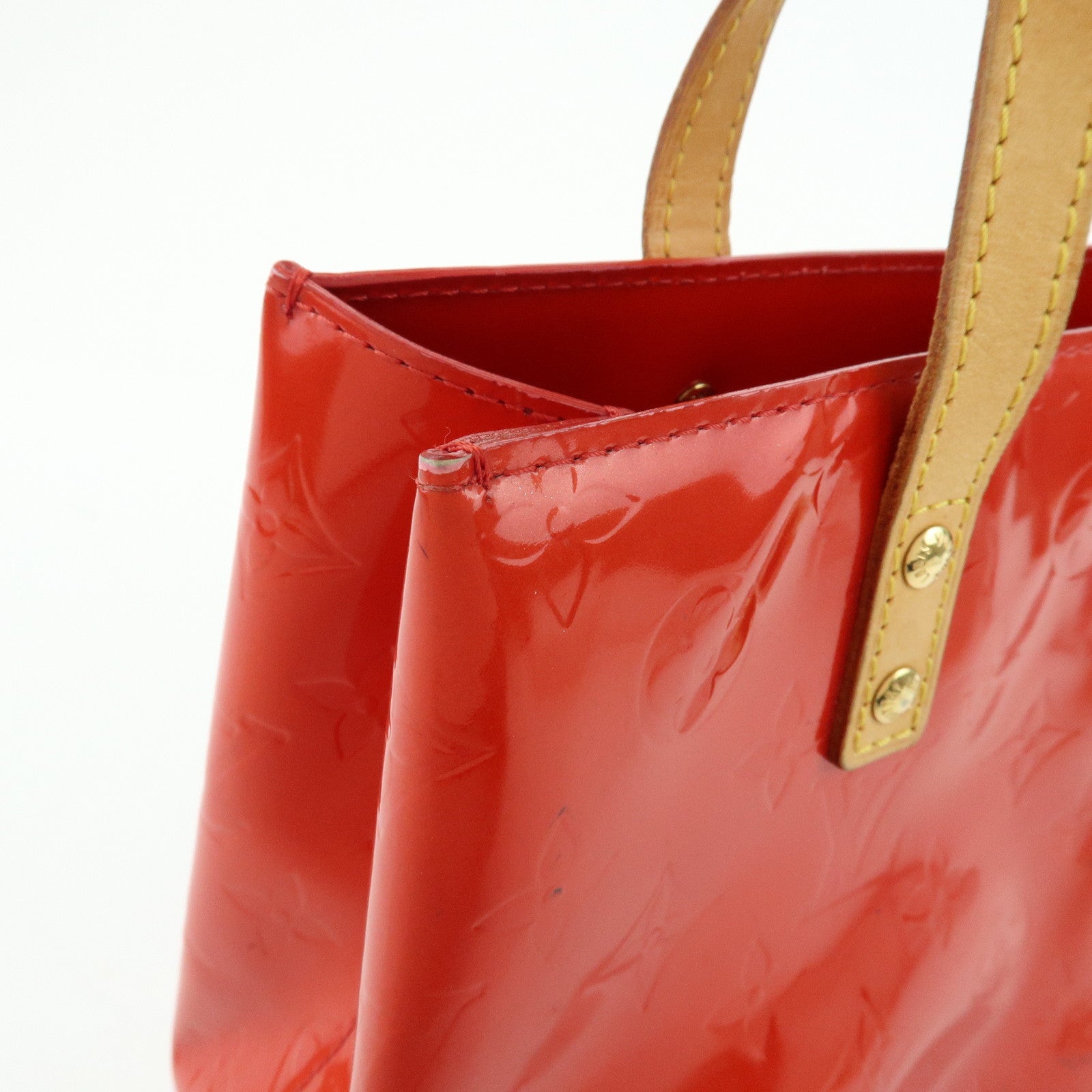 Louis Vuitton Monogram Vernis Reade PM Hand Bag Rouge M91088