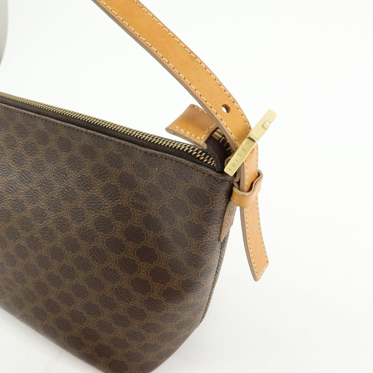 CELINE Macadam Leather Shoulder Bag Brown