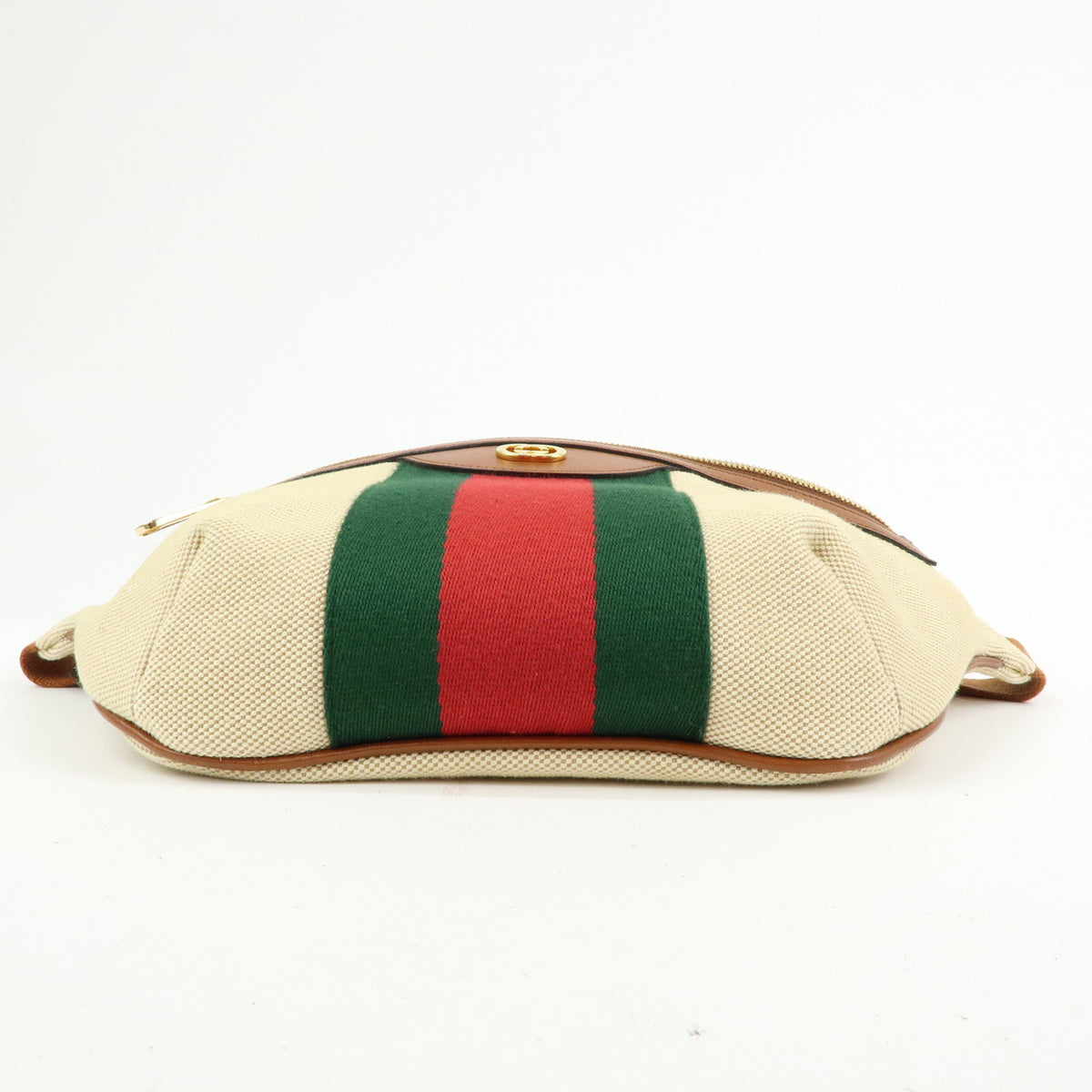 GUCCI Sherry Interlocking G Canvas Leather Waist Body Bag Beige 575082