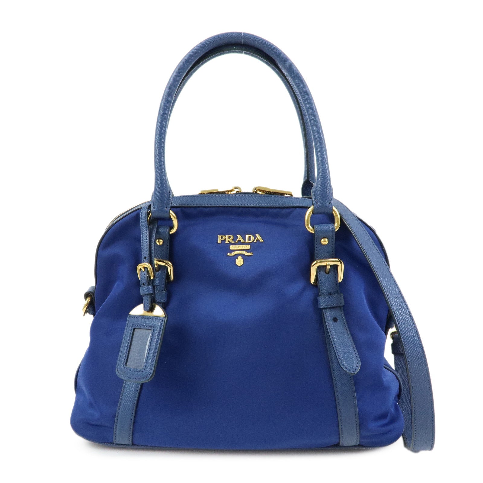 PRADA Tessuto Nylon Saffiano Leather 2Way Hand Shoulder Bag 1BB013