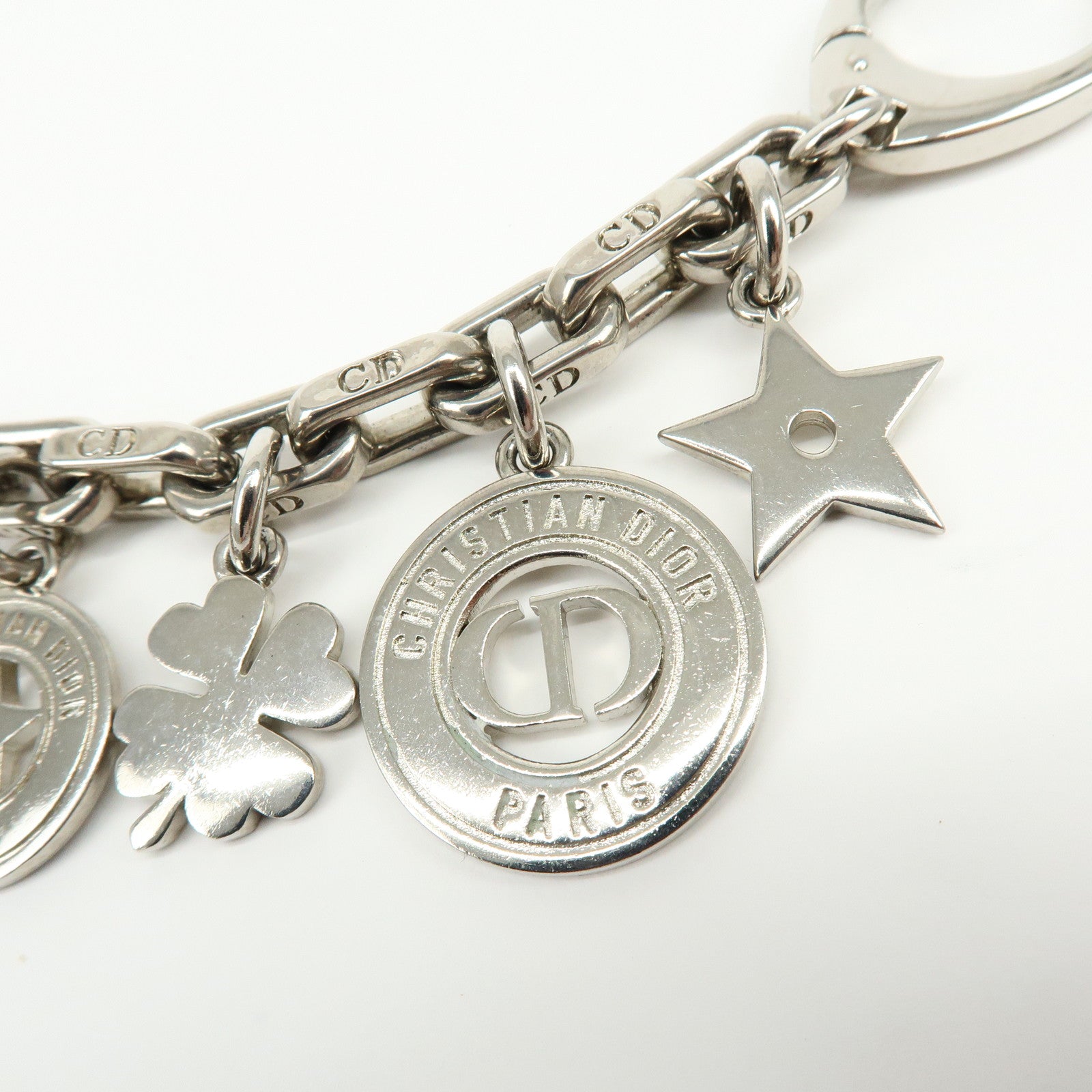 Christian Dior 30 Montaigne Metal Star Clover Bee Bag Charm Silver