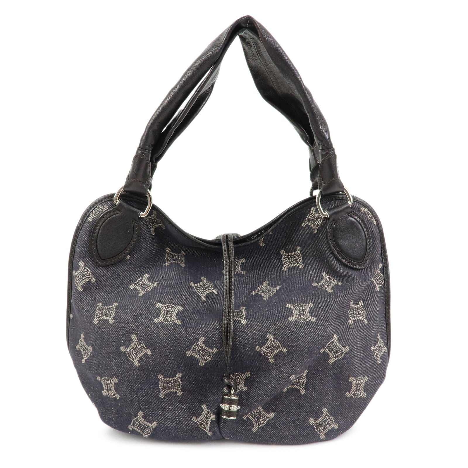 CELINE Macadam Bittersweet Denim Leather Shoulder Bag Indigo Blue Black