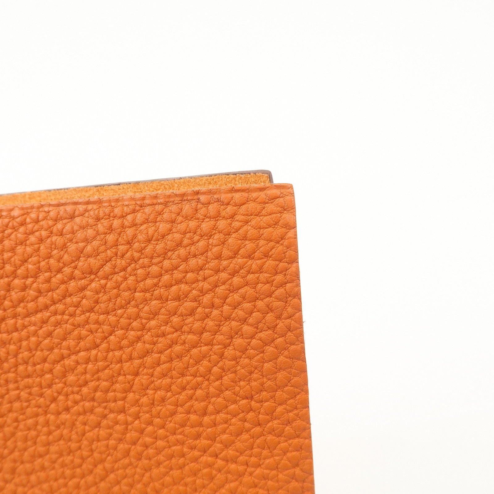 HERMES Togo Leather Ulysse MM □O Stamped Notebook Cover Potiron Orange Used