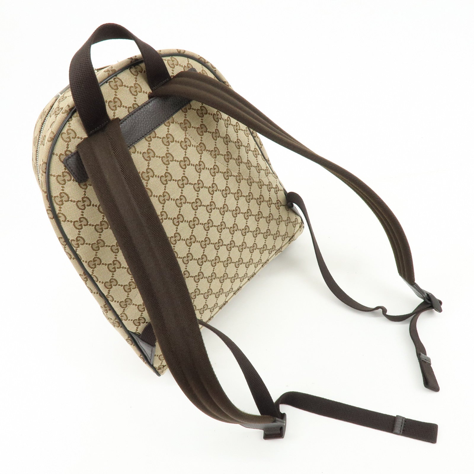 GUCCI GG Canvas Leather Backpack Rucksuck Beige Brown 449906