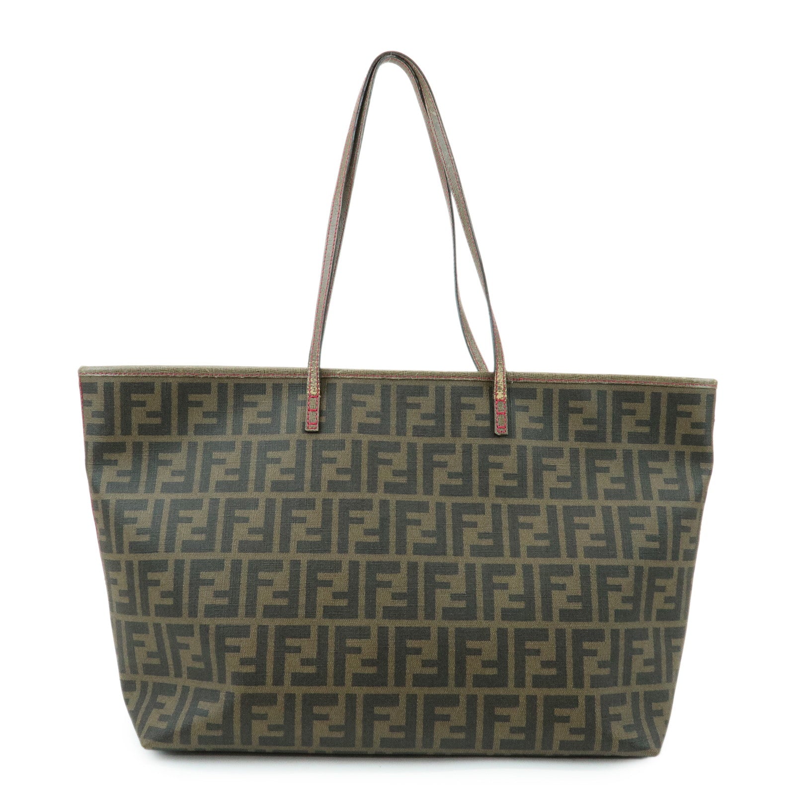FENDI Zucca PVC Leather Tote Bag Shoulder Bag Hand Bag Brown 8BH185