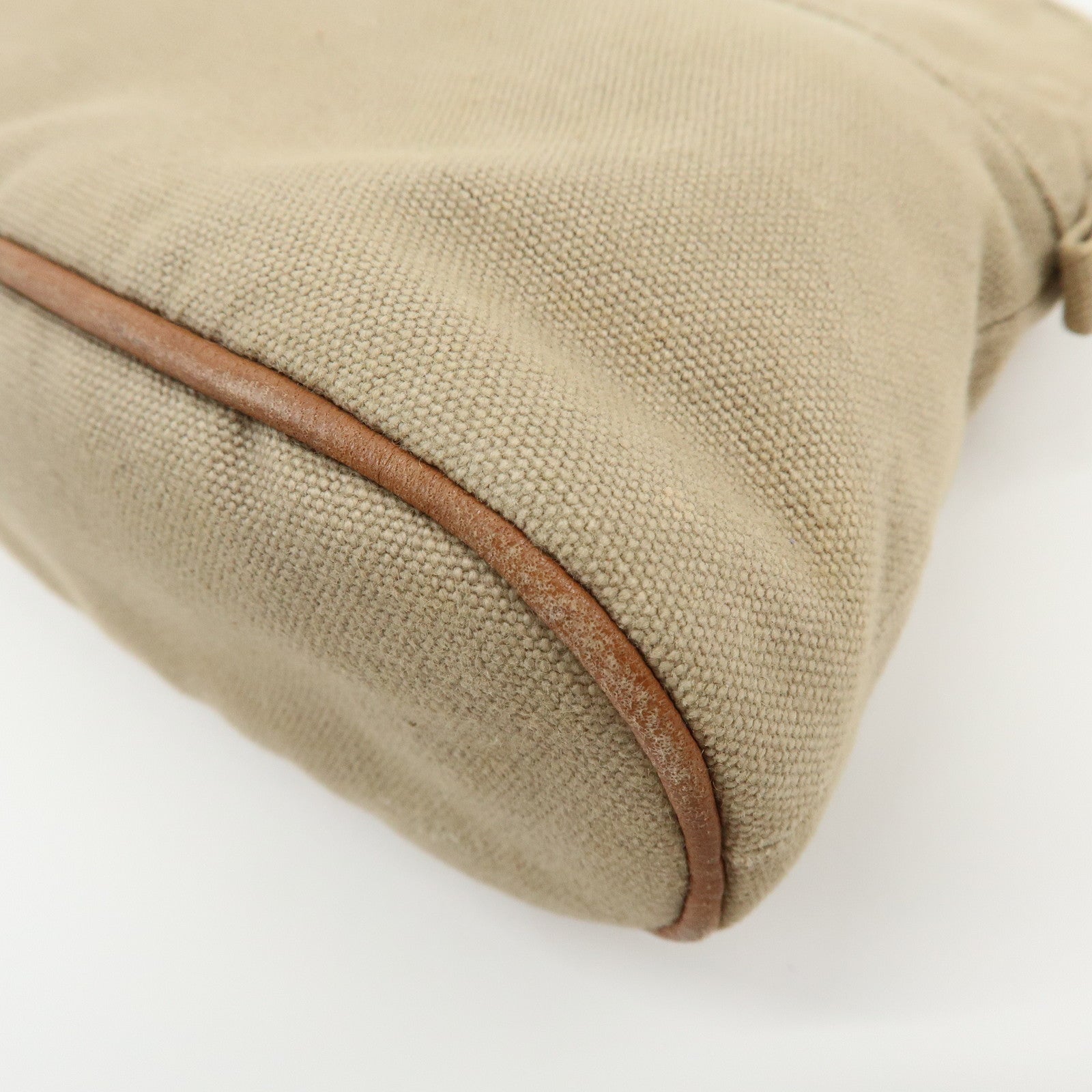 HERMES Bolide Mini Cotton Leather Canvas Pouch Cosmetic Pouch Beige