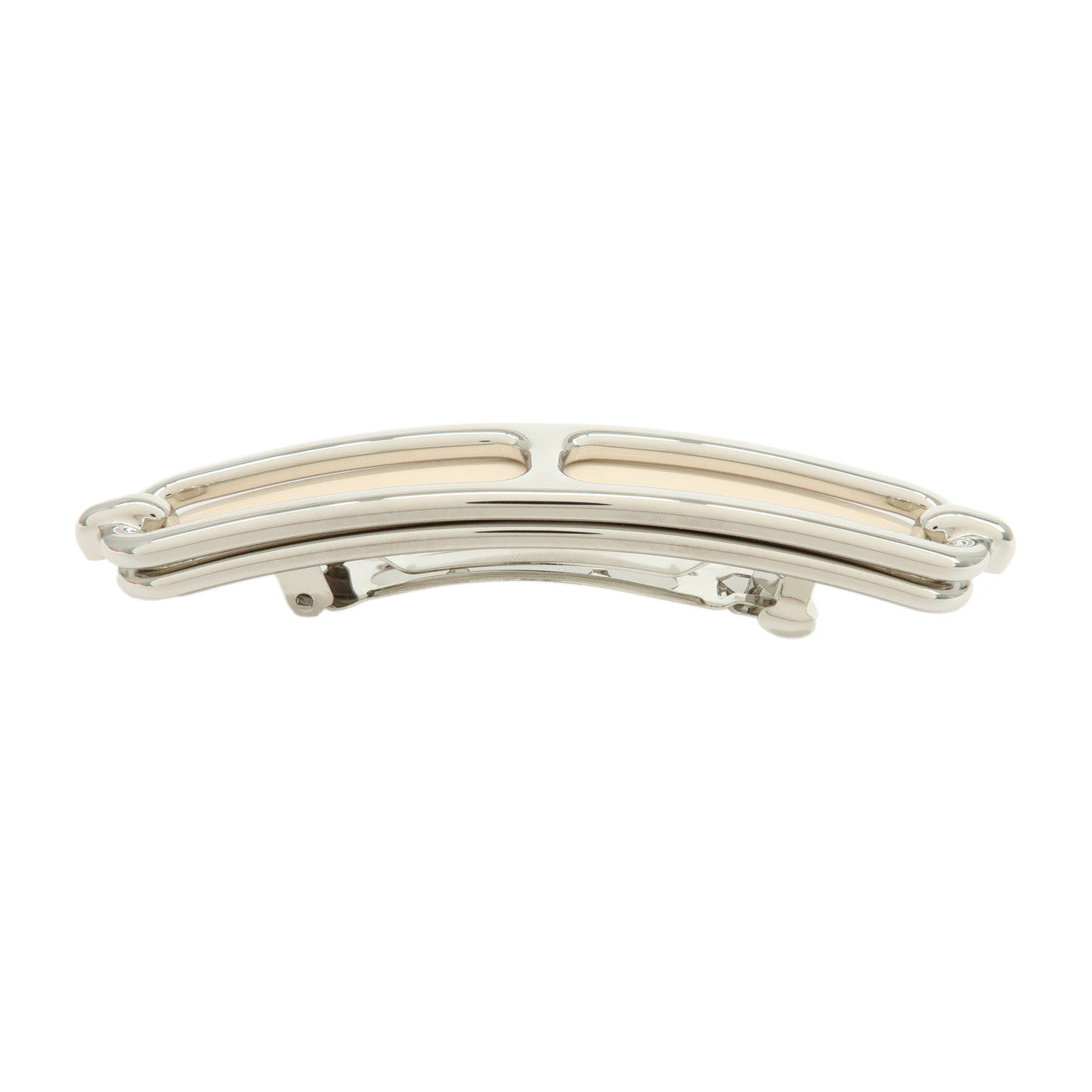 HERMES Roulis PM Metal Hair Accessory Hair Clip Silver Pink