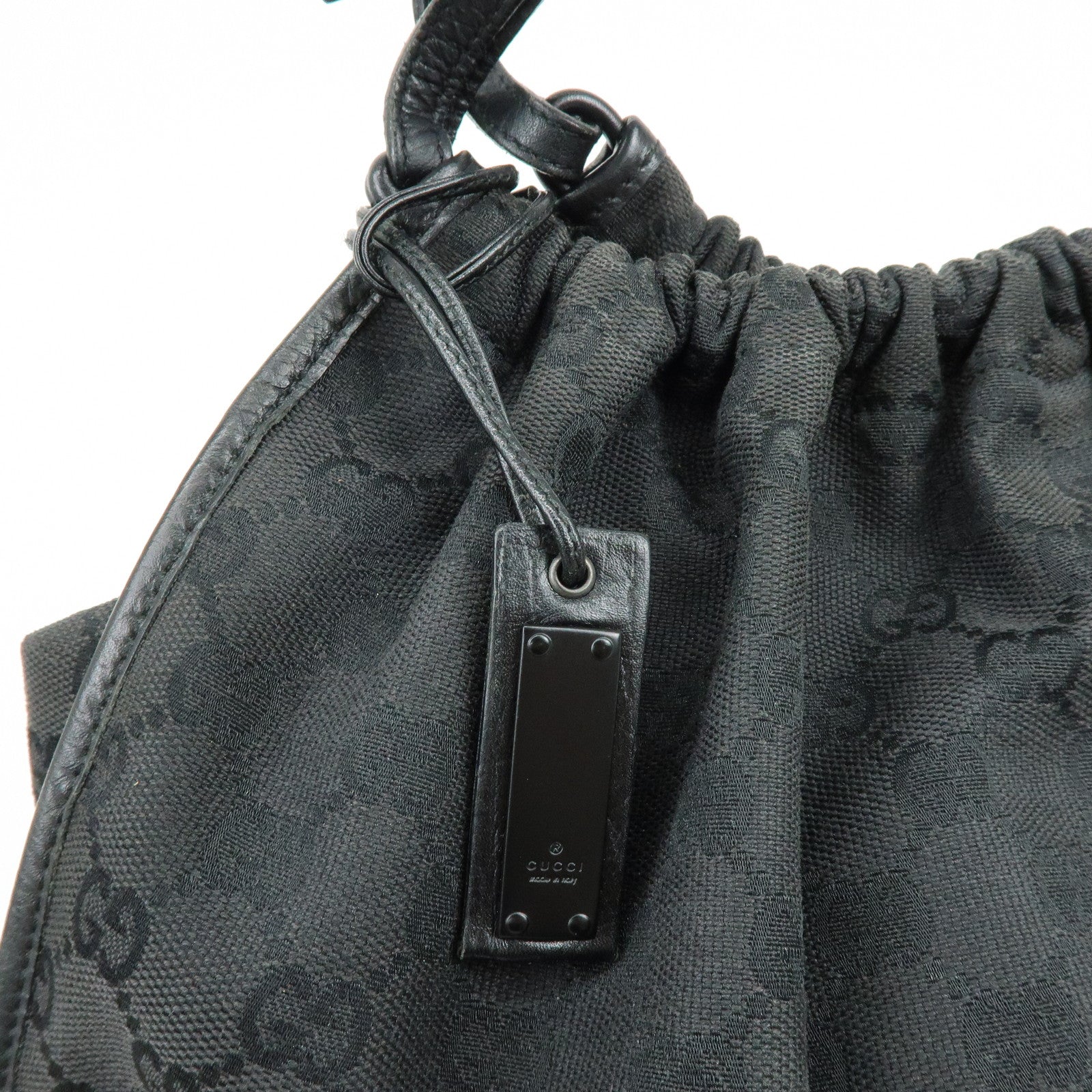 GUCCI GG Monogram Canvas Leather Tote Bag Hand Bag Black 76554