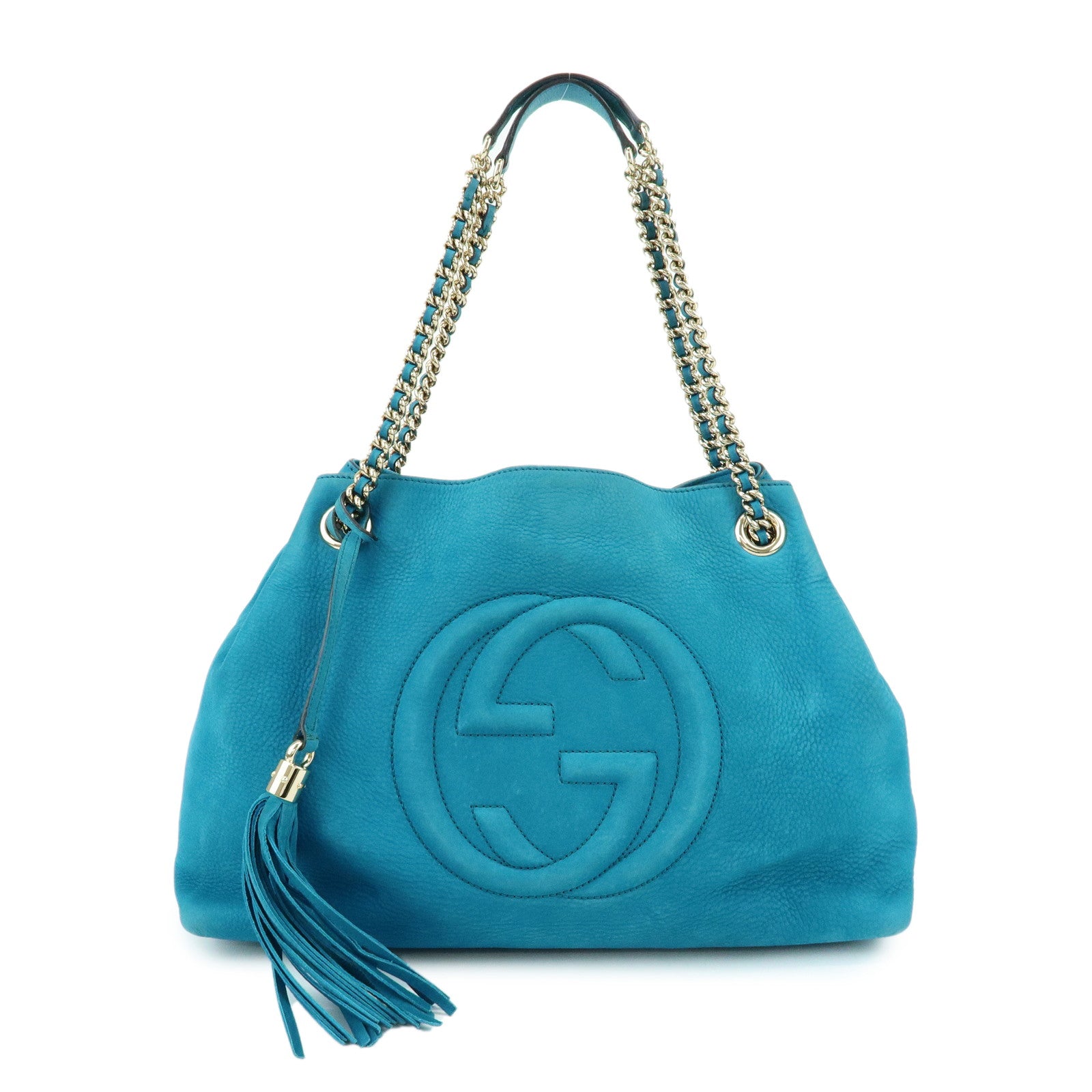GUCCI SOHO Interlocking G Chain Shoulder Bag Blue 308982