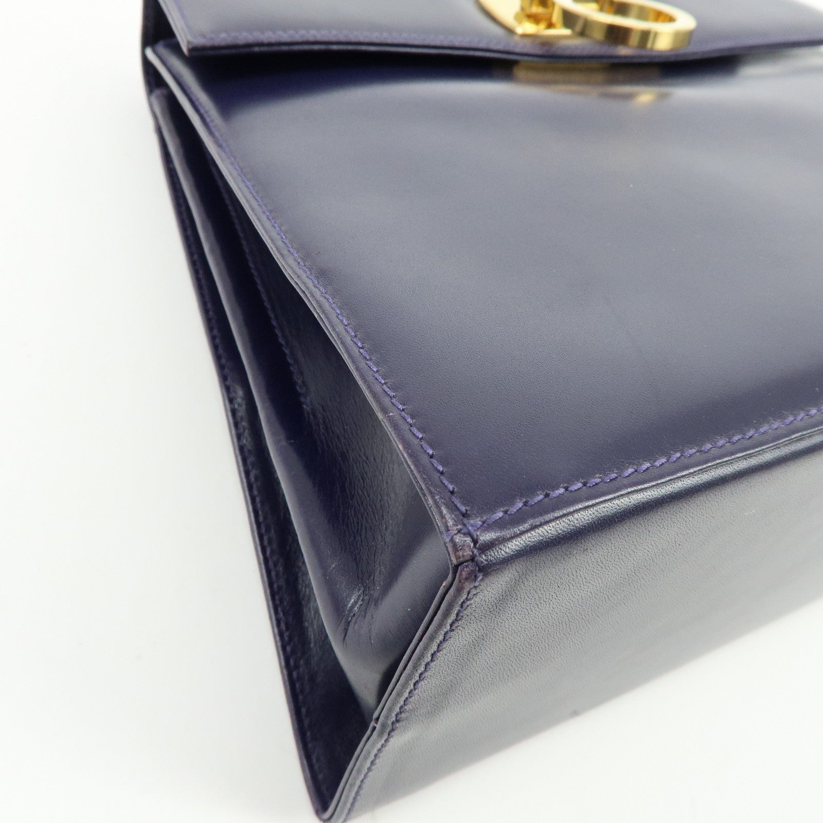 Ferragamo Gancini Leather 2Way Bag Hand Bag Shoulder Bag Purple