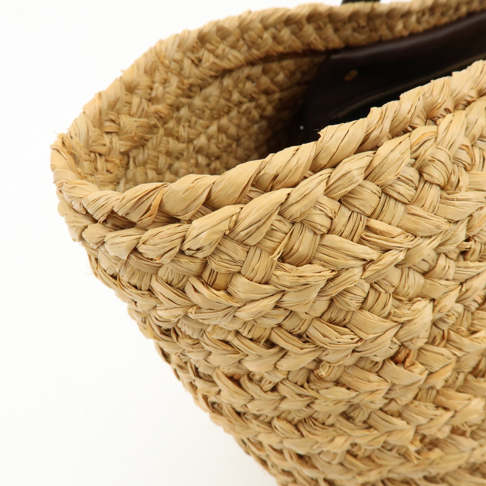 SAINT LAURENT PARIS Raffia Leather Panier Tote Bag Natural 579521