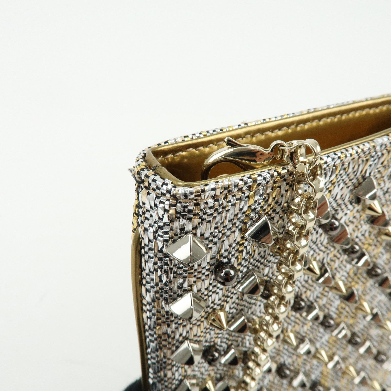 Christian Louboutin Glitter Patent Leather 2Way Bag Shoulder Bag Gold