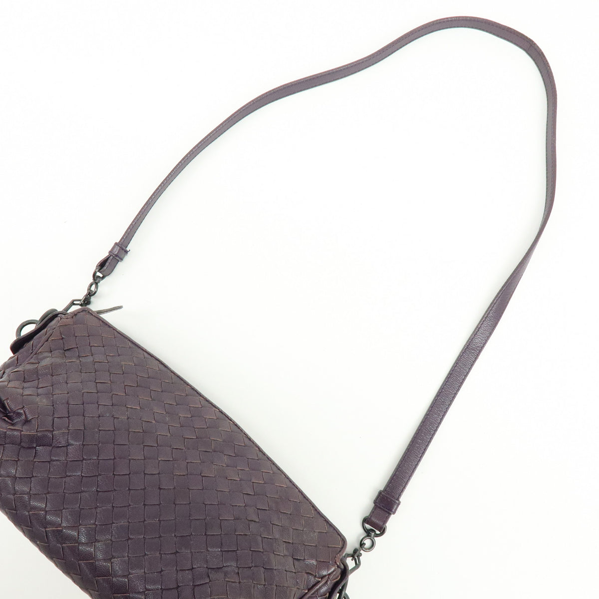 BOTTEGA VENETA Intrecciato Leather Shoulder Bag Crossbody Bag Purple
