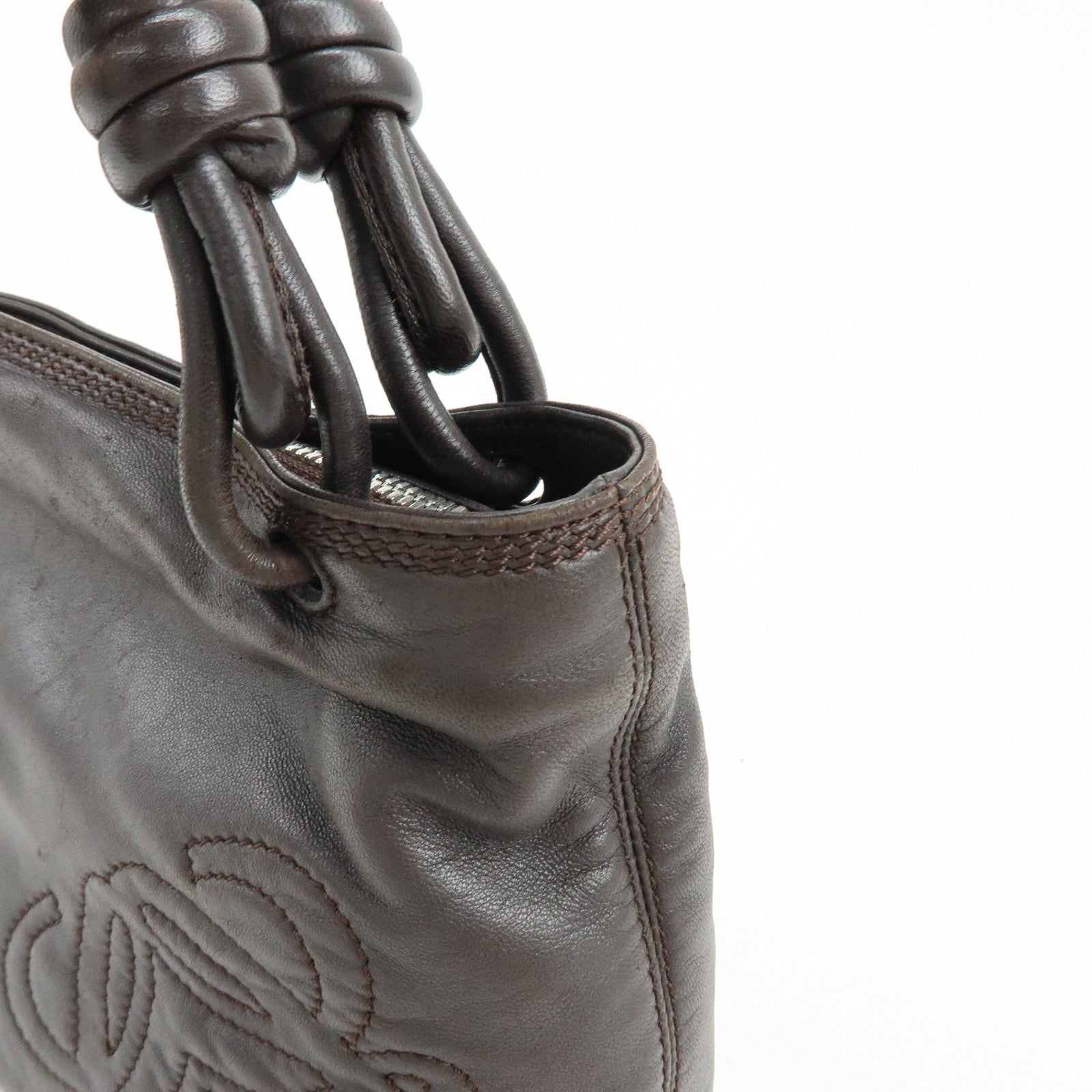 LOEWE Anagram Nappa Leather Hand Bag Shoulder Bag Dark Brown