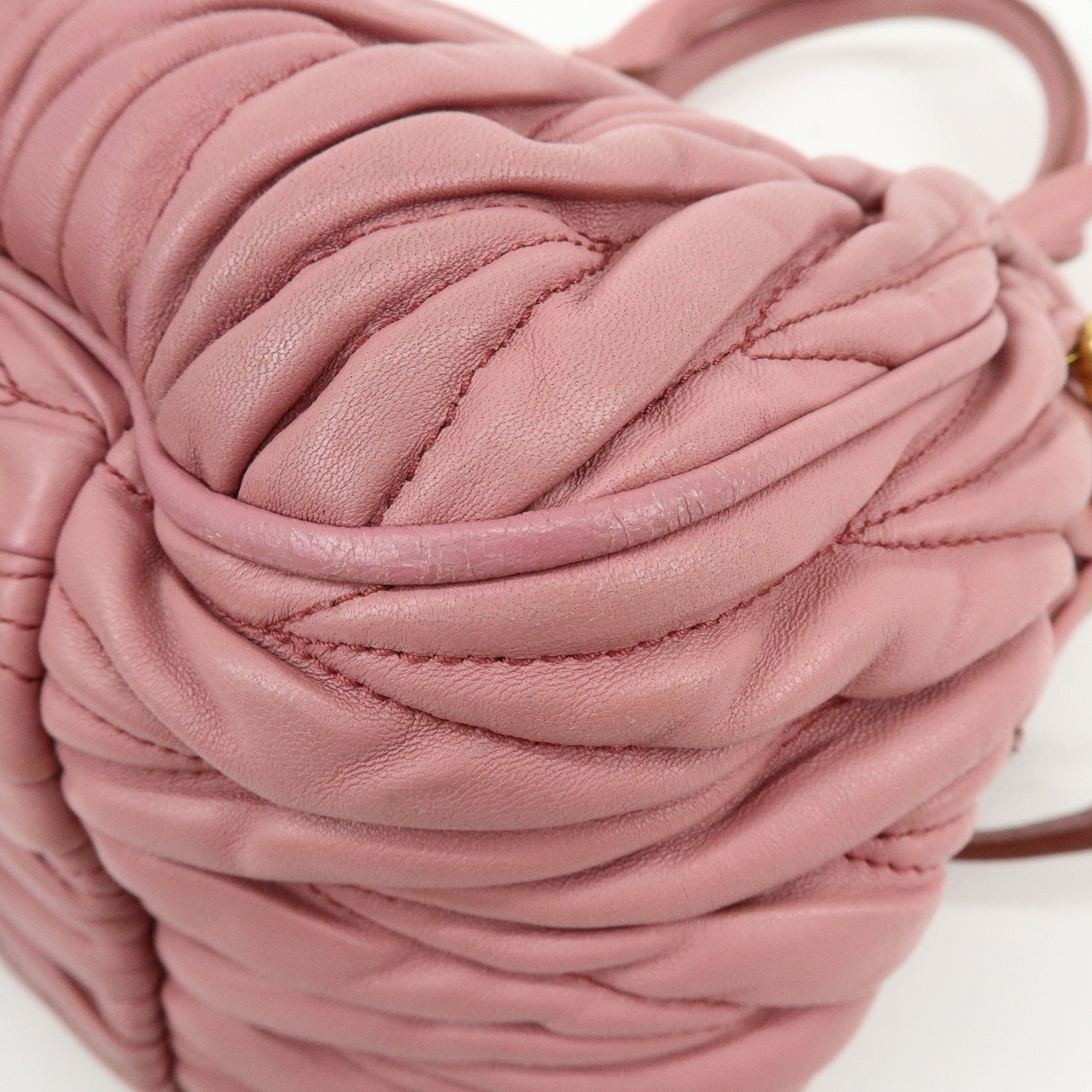 MIU MIU Matelasse Nappa Leather 2Way Hand Bag Shoulder Bag Pink RLN059