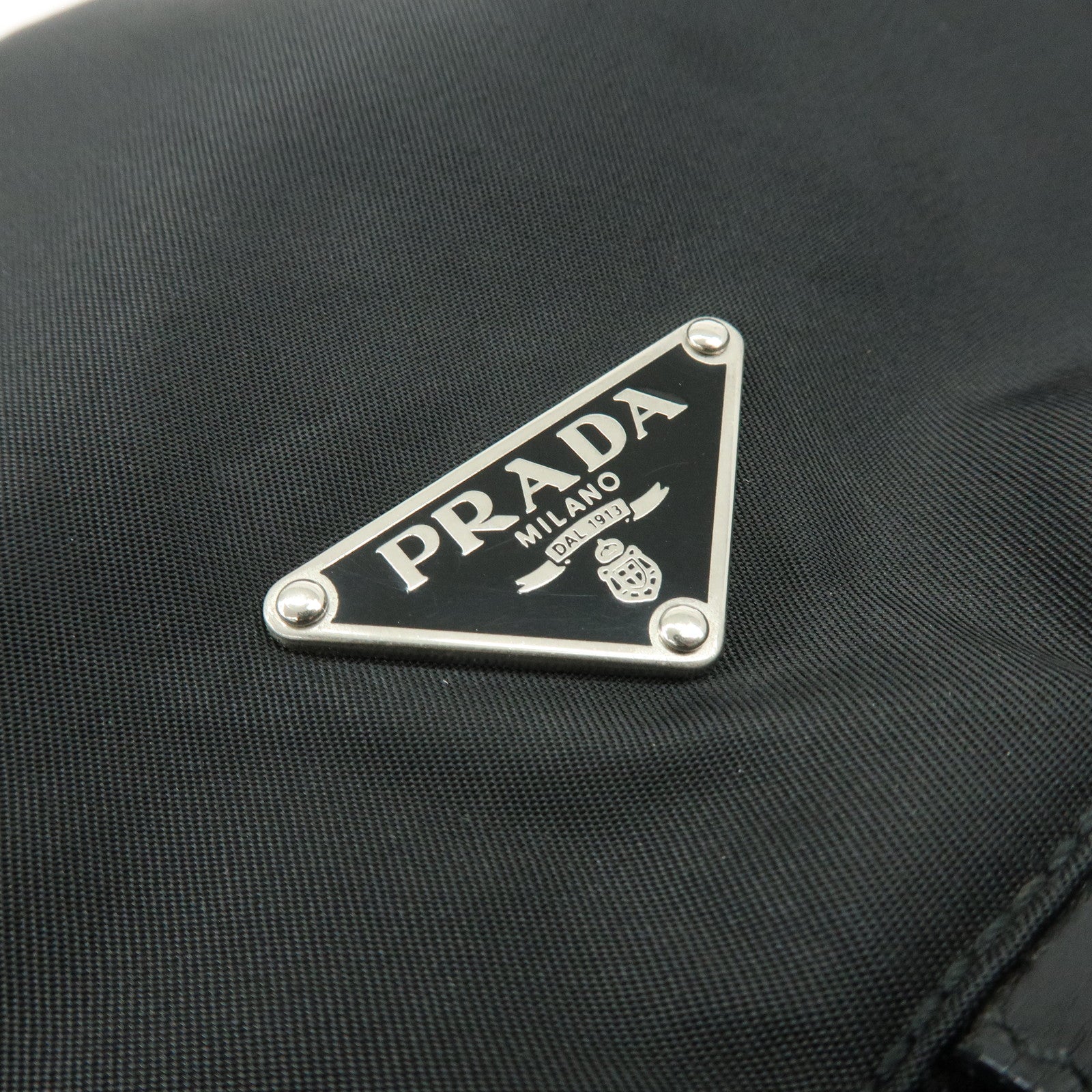 PRADA Triangle Logo Nylon Leather Backpack Rucksack Black BZ2811