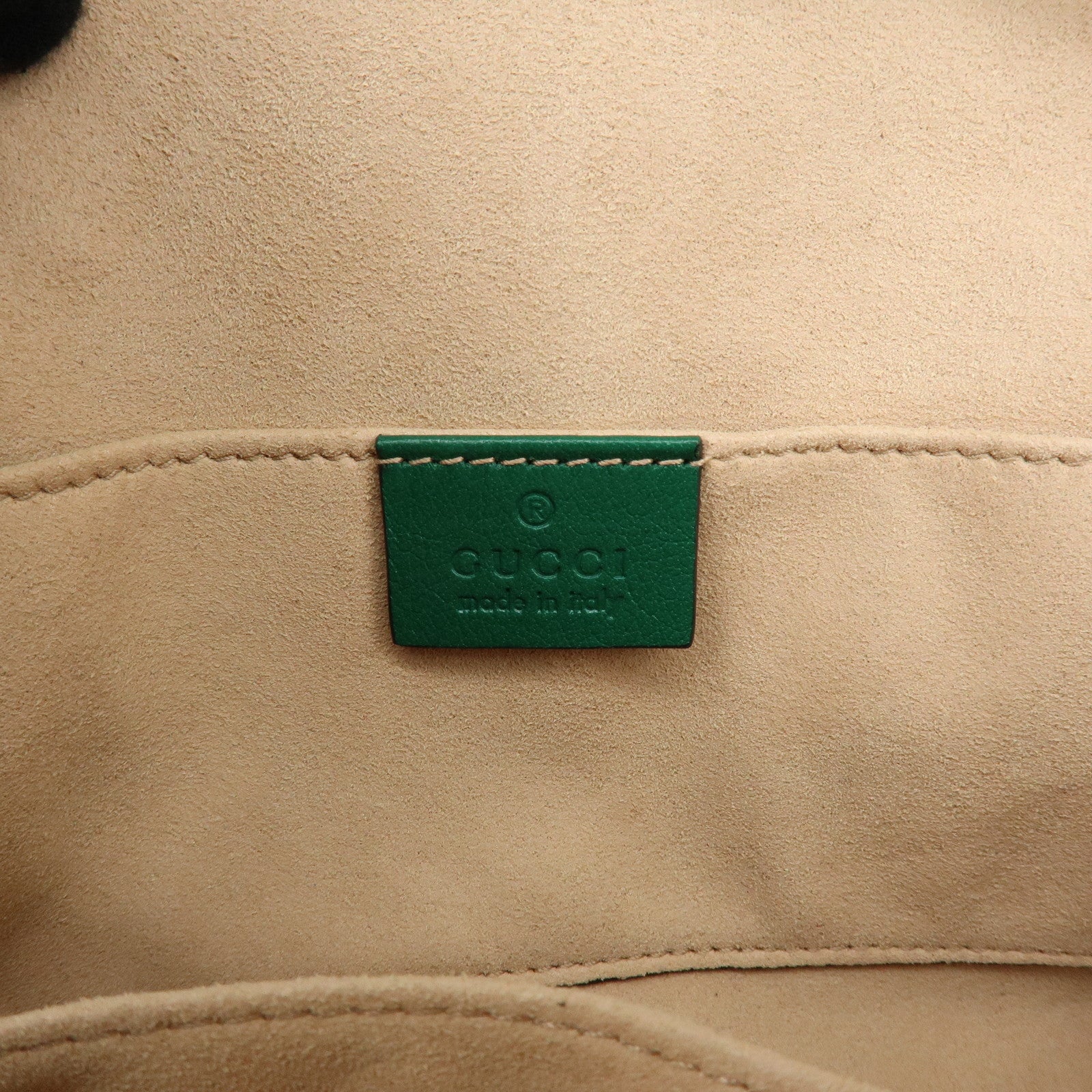GUCCI Animalier Double G Small Cat Head Shoulder Bag Green 524620