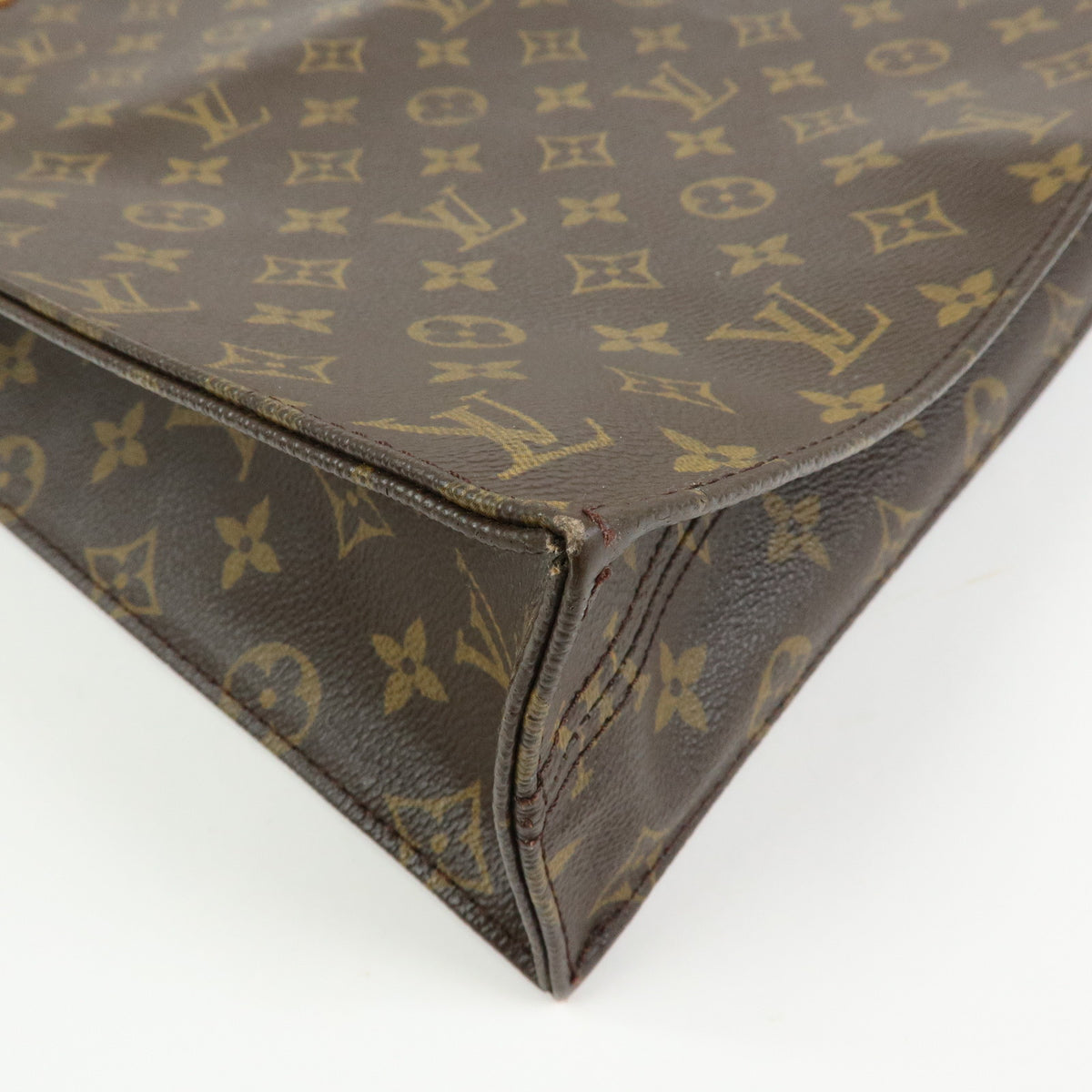 Louis Vuitton Monogram Sac Plat Tote Bag Hand Bag Brown M51140