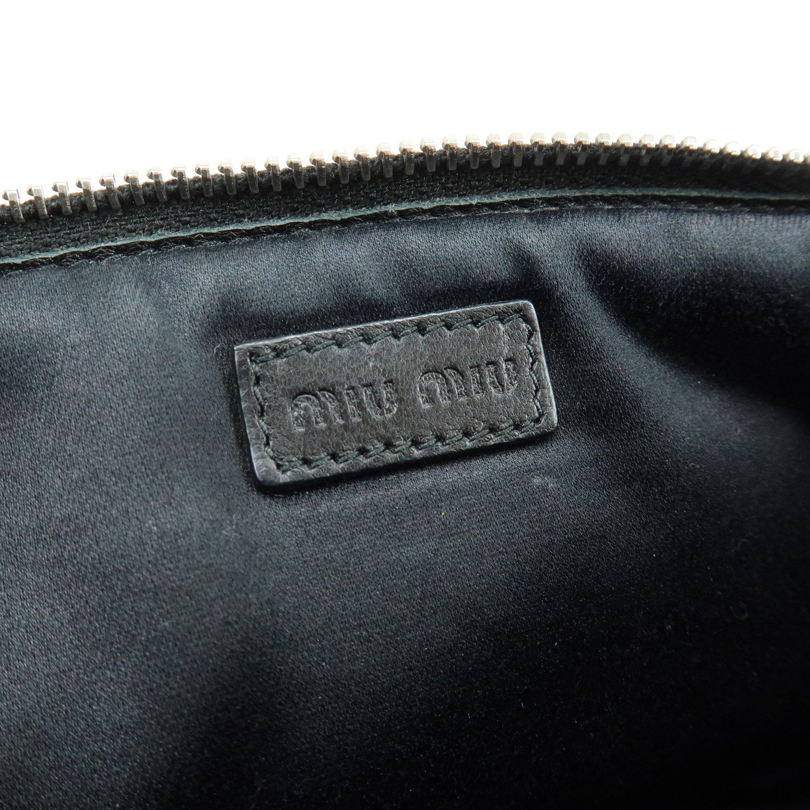 MIU MIU Swallow Madras Leather Shoulder Bag Black White 5ZH011