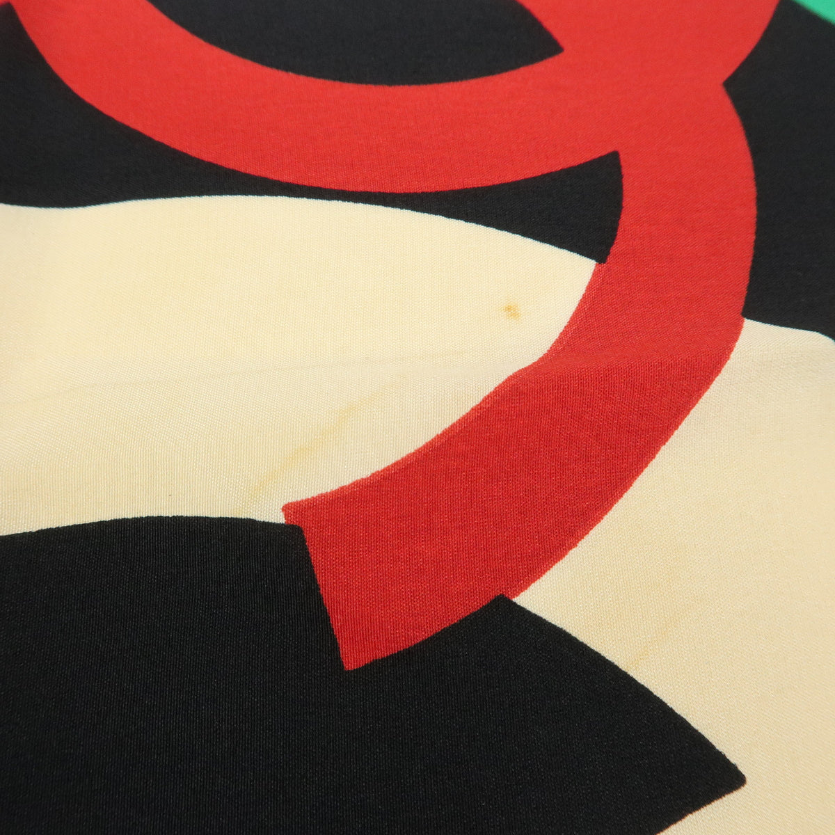 CHANEL COCO Mark Silk 100% Scarf Shawl Black Multicolor