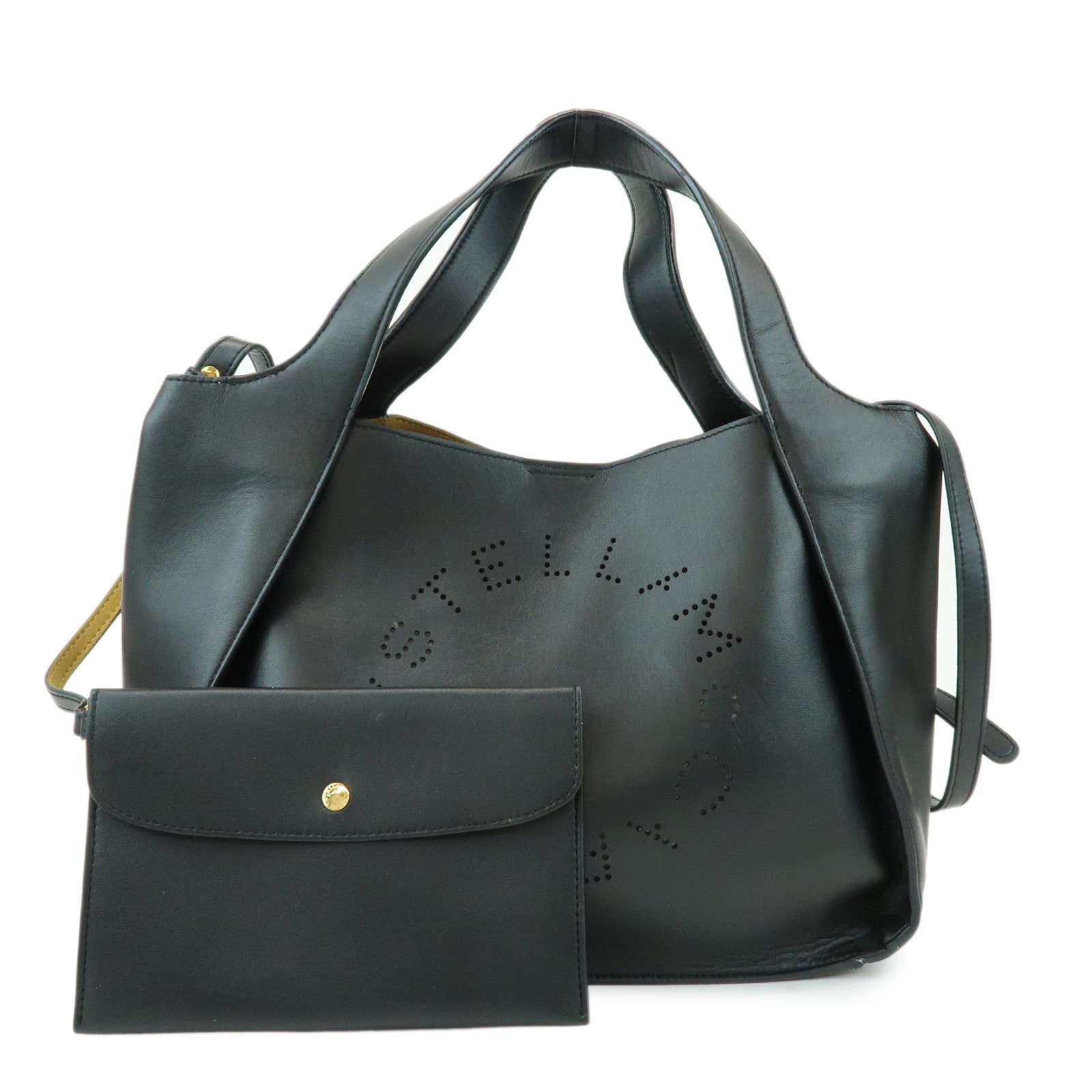 STELLA MCCARTNEY Faux Leather 2Way Bag Hand Bag Shoulder Bag Black