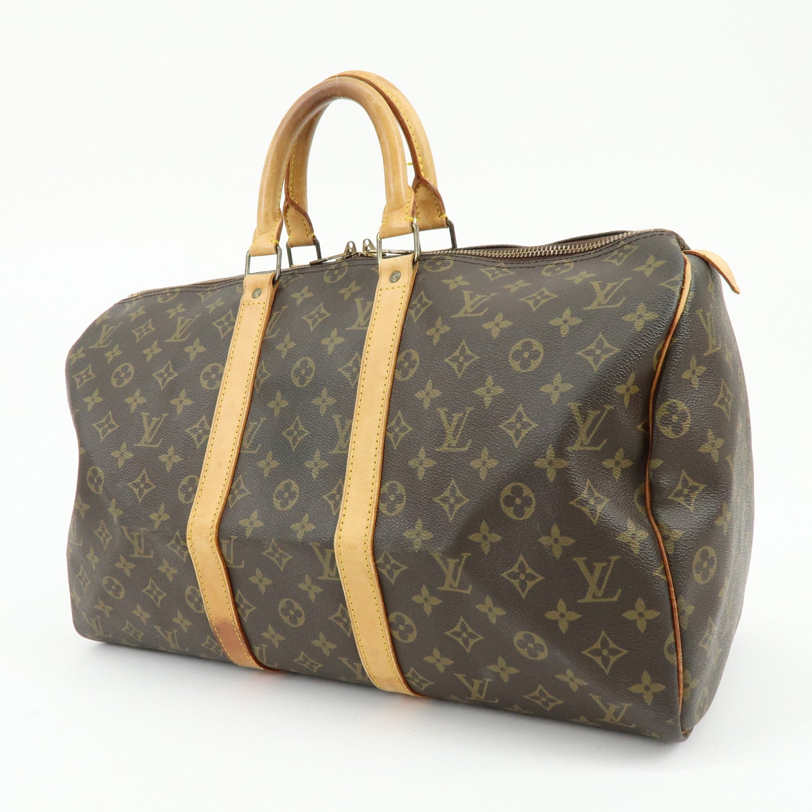 Louis Vuitton Monogram Keep All Bandouliere 45 Boston Bag Brown M41418