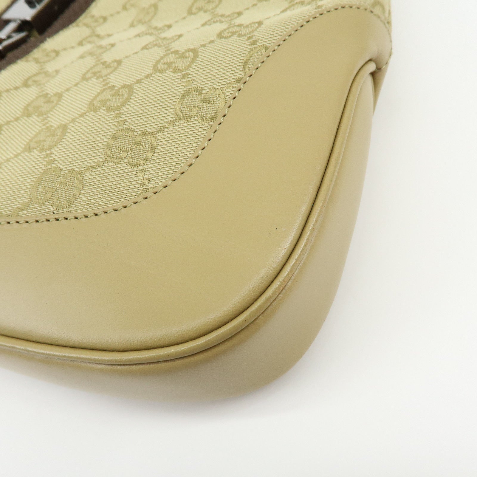 GUCCI Jackie Sherry GG Canvas Leather Shoulder Bag Beige 00963 001998