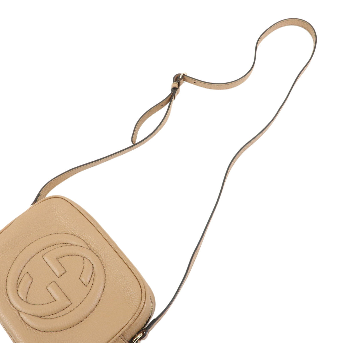 GUCCI SOHO Interlocking G Leather Small Disco Shoulder Bag Beige 308364