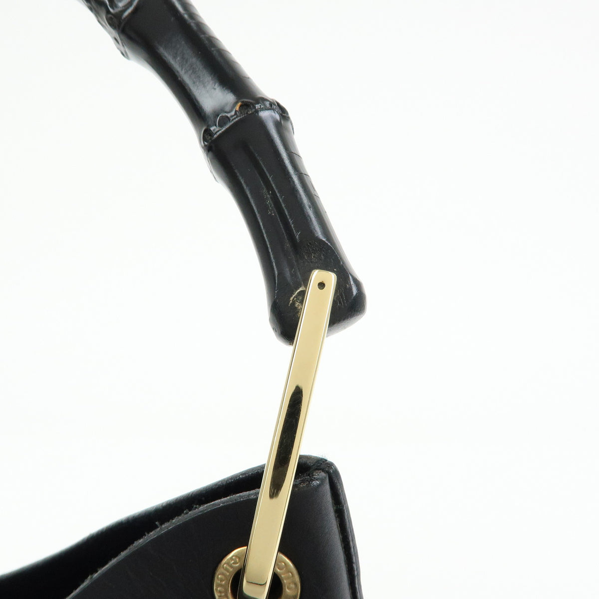 GUCCI Bamboo Leather Shoulder Bag Hand Bag Black 001.2058.1883.0