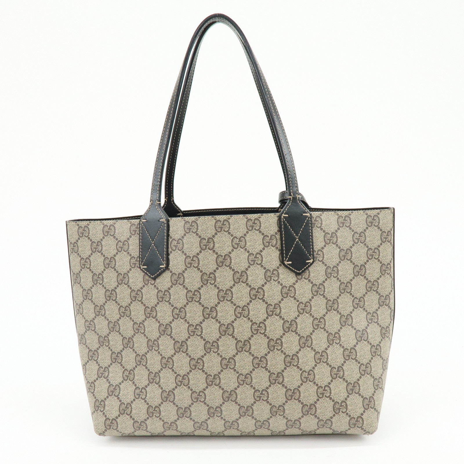 GUCCI GG Supreme Leather Reversible Tote Bag Hand Bag Beige 372618