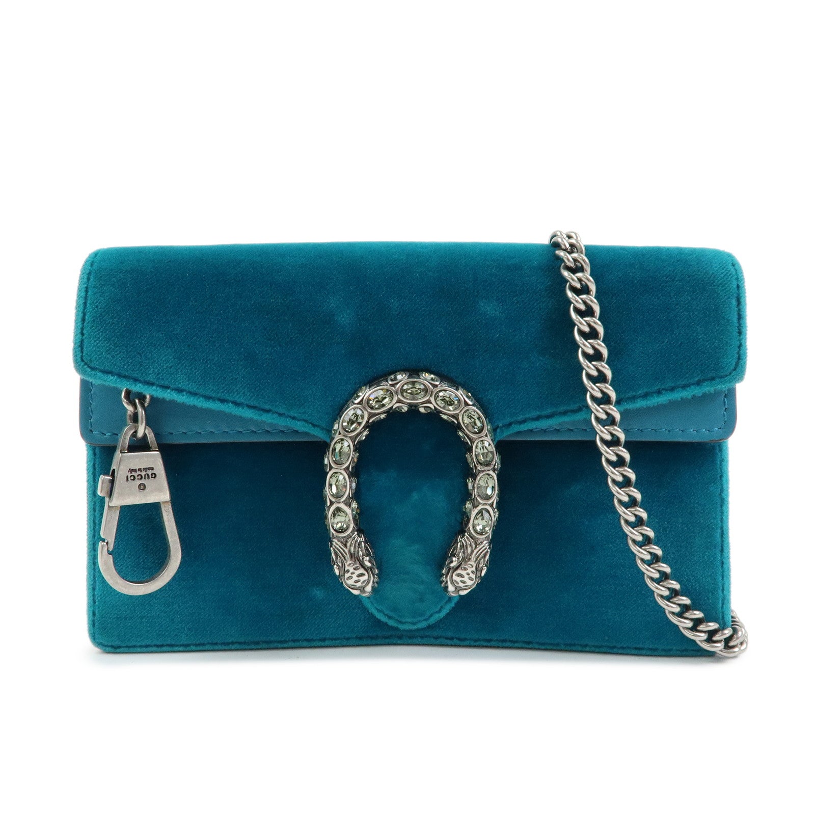 GUCCI Dionysus Super Mini Bag Velour Chain Shoulder Bag Green 476432