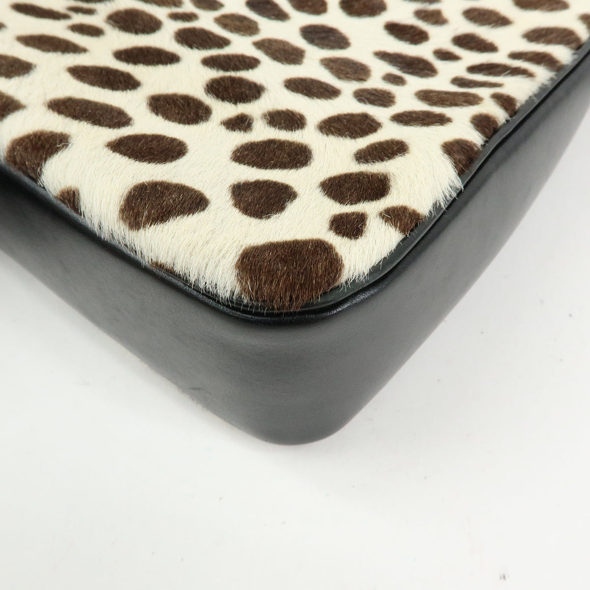SAINT LAURENT PARIS Pony Hair Leather Leopard Shoulder Bag Beige Brown