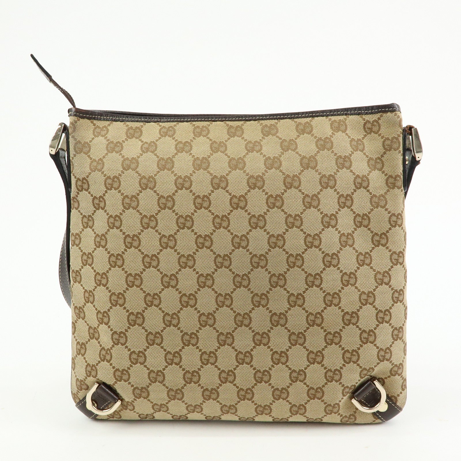 GUCCI Abbey GG Canvas Leather Shoulder Crossbody Bag Brown 131326