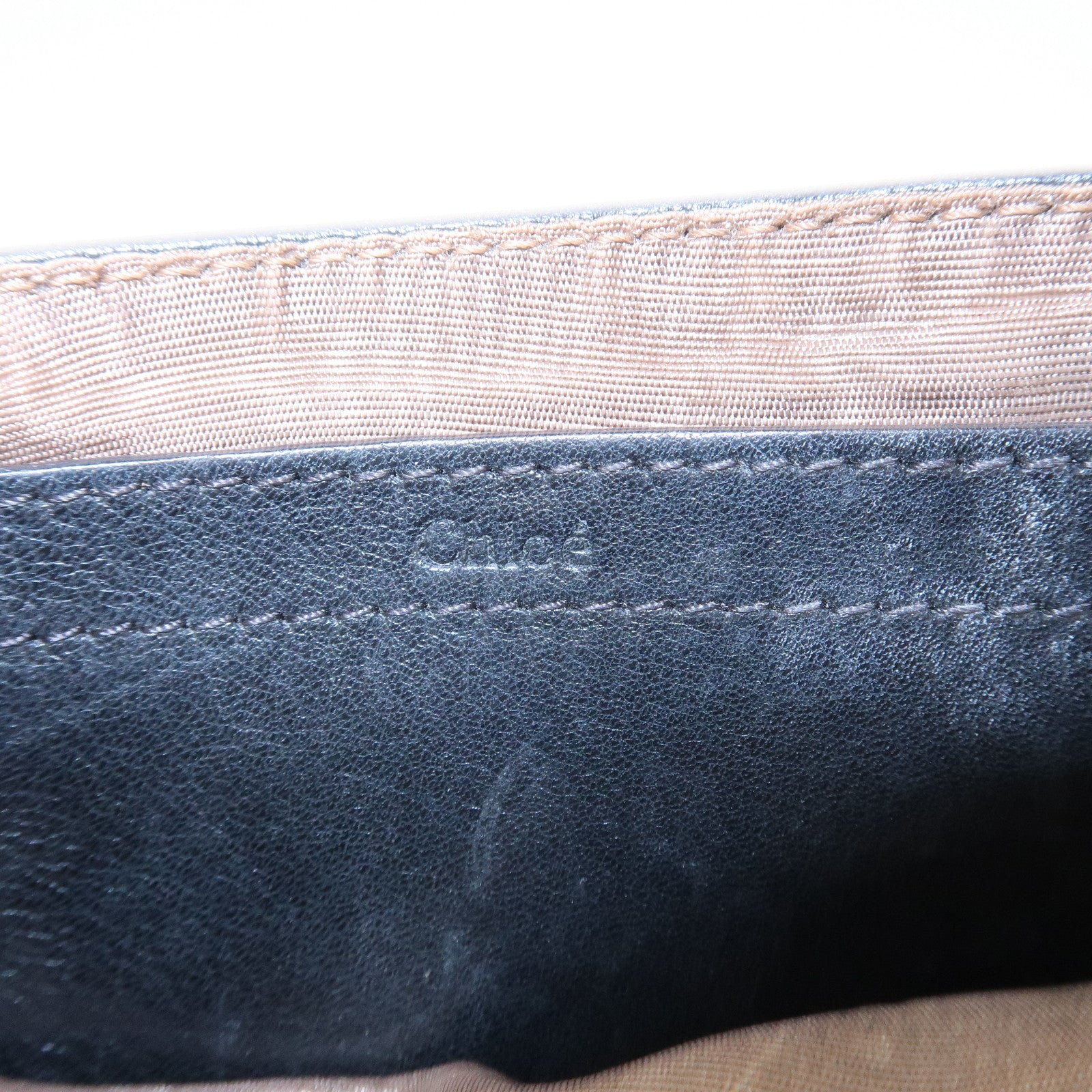 Chloe Lily Metal Ribbon Leather 2Way Shoulder Bag Hand Bag Black Used