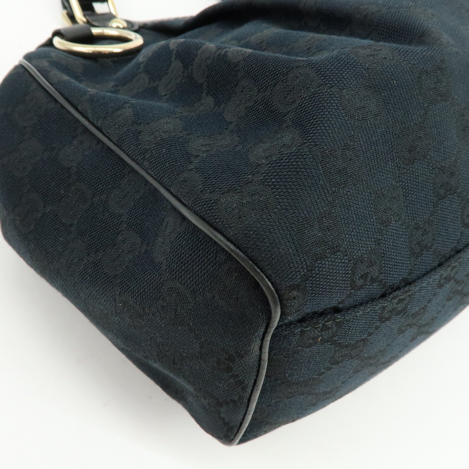 GUCCI Sukey GG Canvas Leather Tote Bag Hand Bag Black 211944