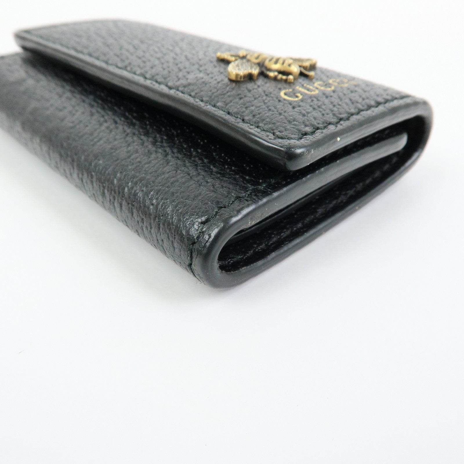 GUCCI Animalier Bee Leather 6 Ring Key Case Key Holder Black 523683