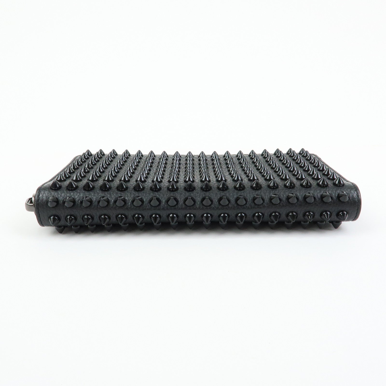 Christian Louboutin Studs Leather Round Zippy Long Wallet Black