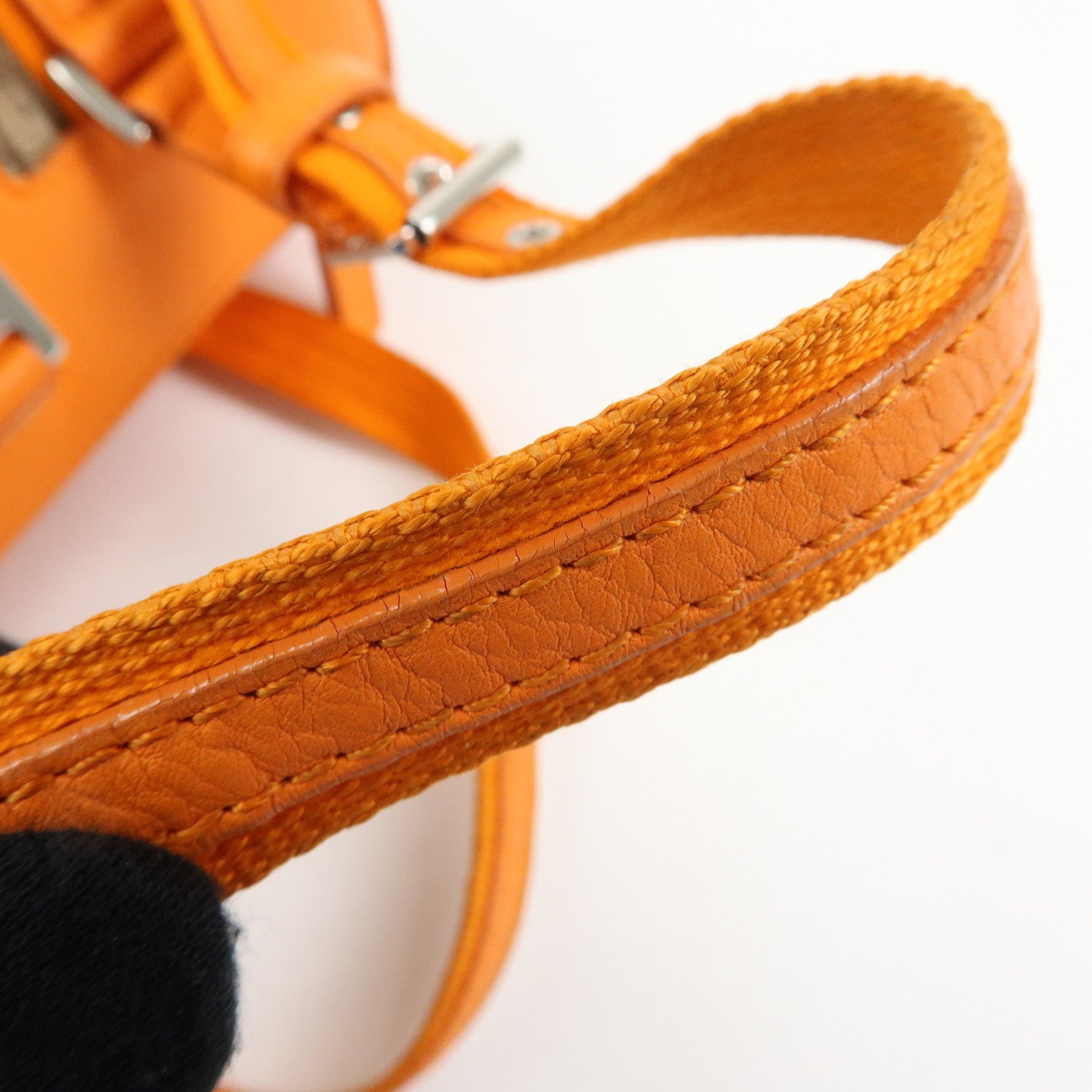 Christian Dior Trotter Jacquard Canvas Leather Hand Bag Beige Orange