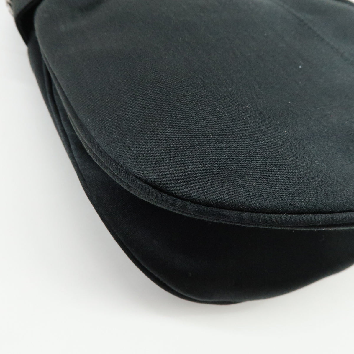 TOD'S Logo Nylon Shoulder Bag Hand Bag Black Silver