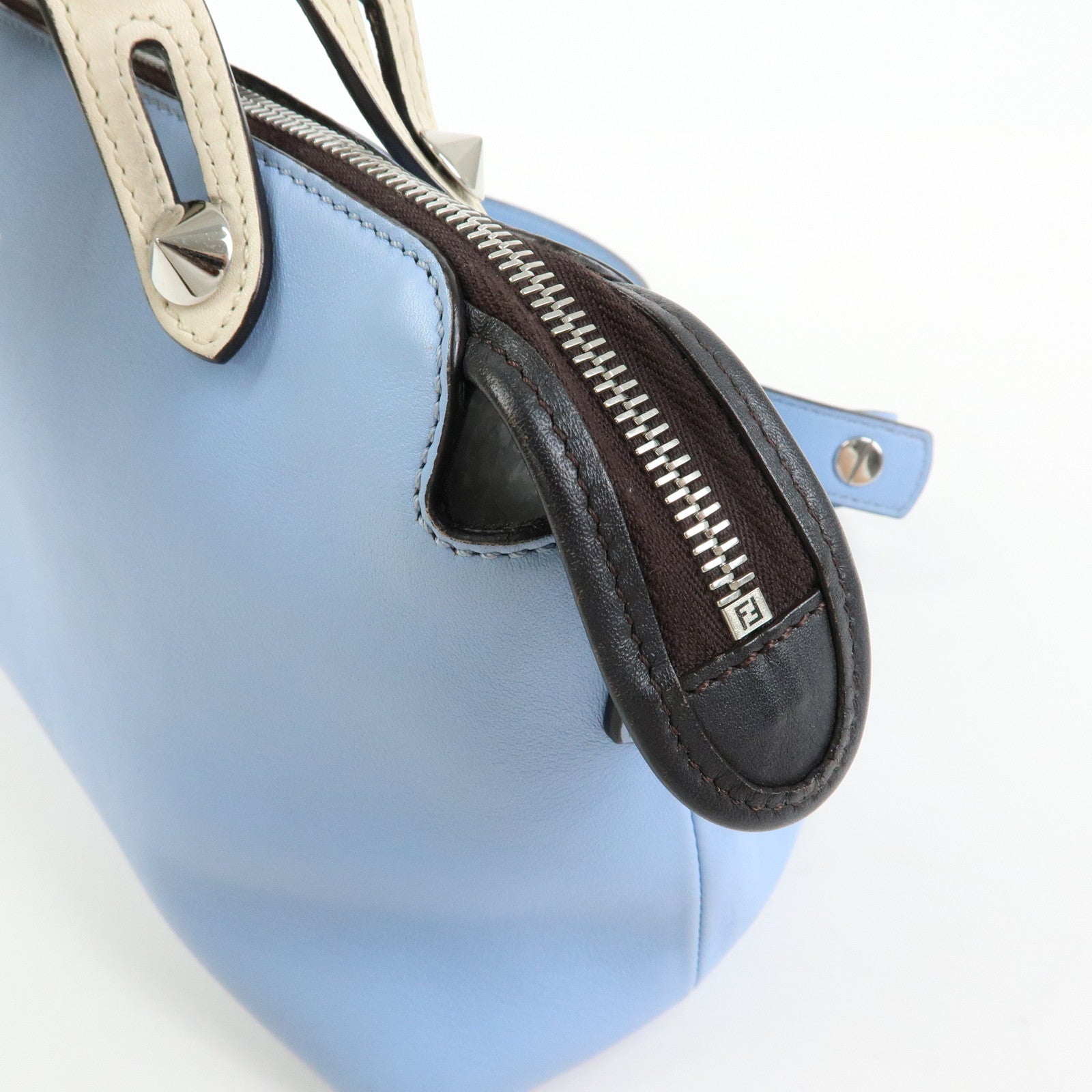 FENDI By The Way Medium Leather 2Way Bag Hand Light Blue 8BL146