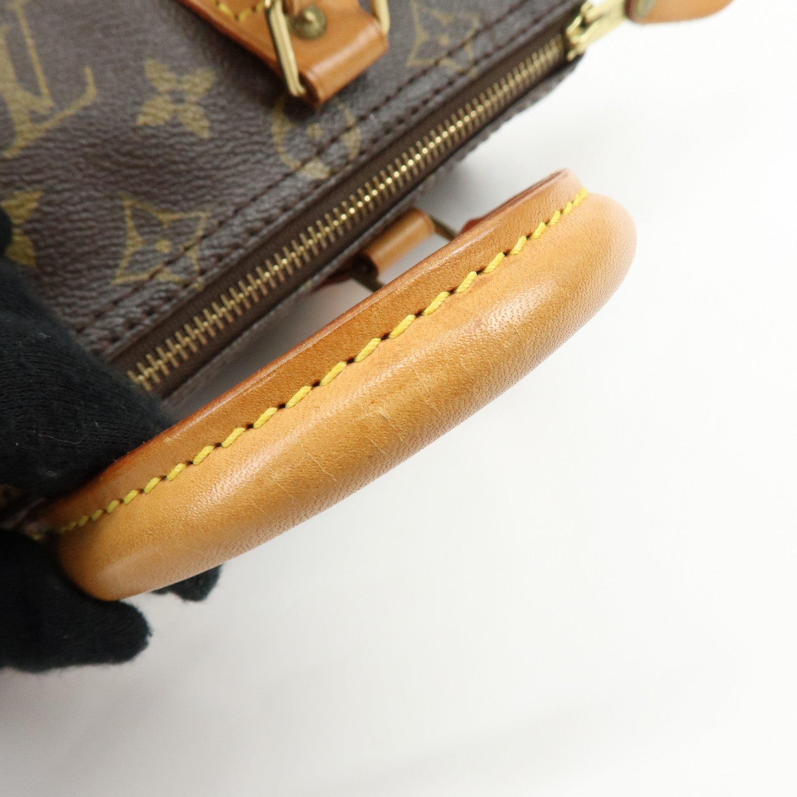 Louis Vuitton Monogram Speedy 25 Canvas Leather Boston Bag Brown M41528