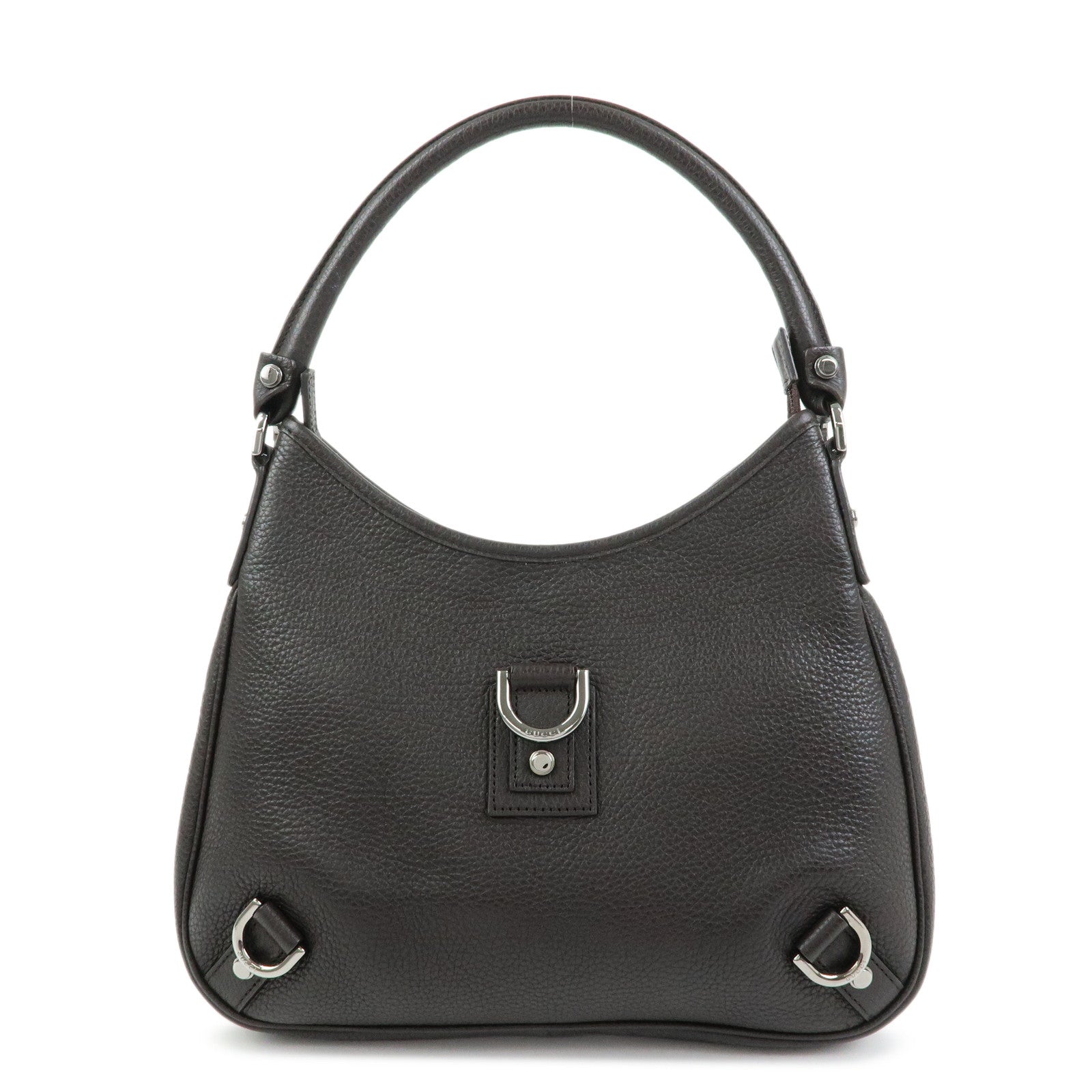GUCCI Abbey Leather Shoulder Bag Hand Bag Black Silver 268637